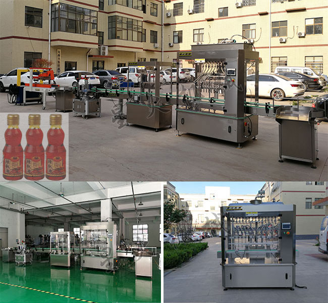 星火機械廠房車間展示辣椒油生產灌裝機生產線及辣椒油加工灌裝設備灌裝樣品